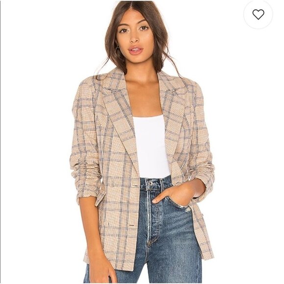 Lovers + Friends Jackets & Blazers - Lovers + Friends Womens XL Trinity Blazer Walnut Brown Plaid Linen Blend Read
